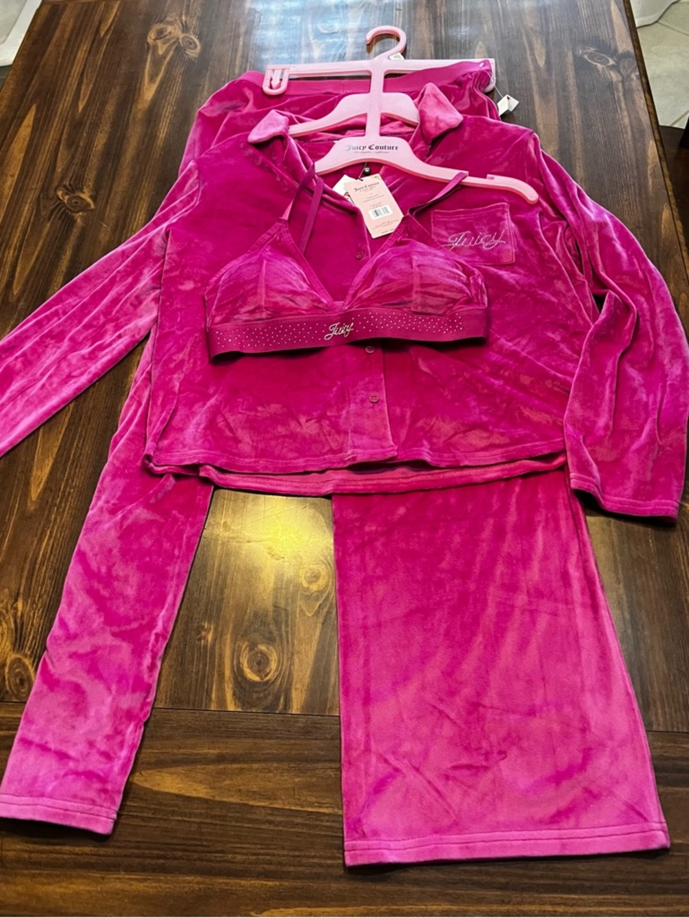 Juicy Couture XL Pink Velour Pajama Set Women Bling